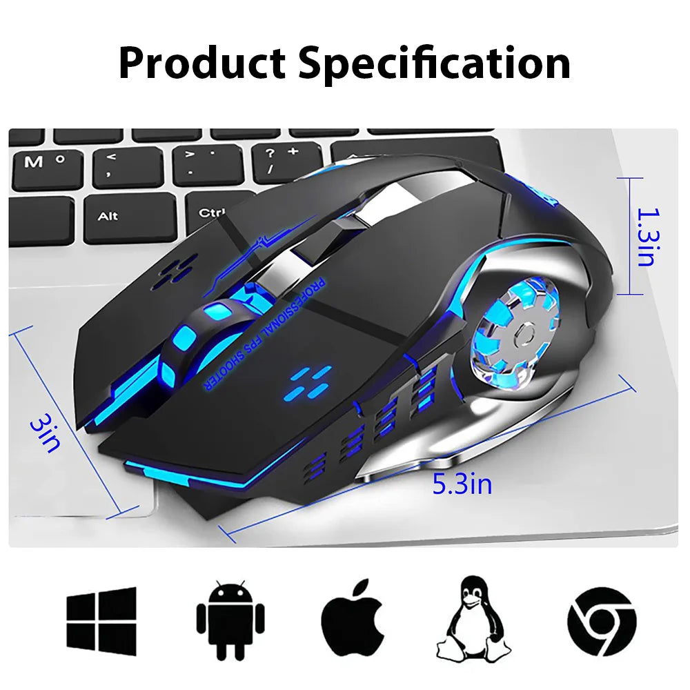 Gaming Mouse 2.4G Bluetooth Wireless Rechargeable Mouse For Laptop RGB Backlight E-Sports Mechanical Mouse For PC Computer Gamer