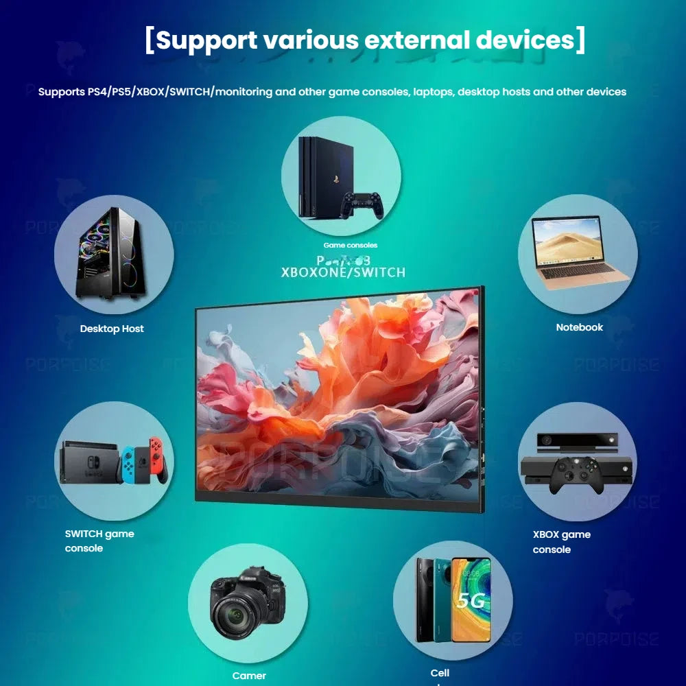 17.3" 4K Portable Monitor 144Hz, Dual HDMI for Computer Laptop/PS4/Mobile, HDR Gaming Screen with USB-C Power Supply