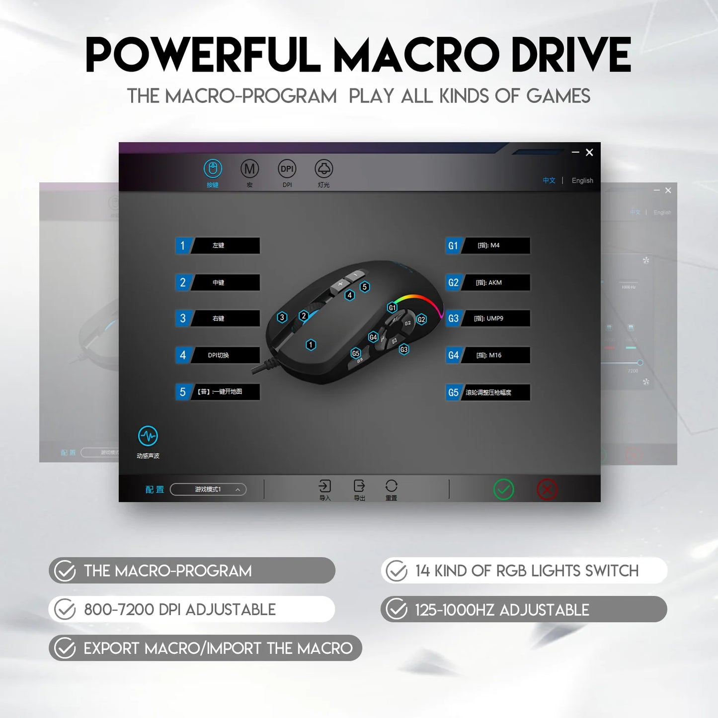 Gaming Ergonomic Mouse RGB Gaming Wired Mouse with 12800 Adjustable DPI, 10Programmable Buttons,for Gamer Office