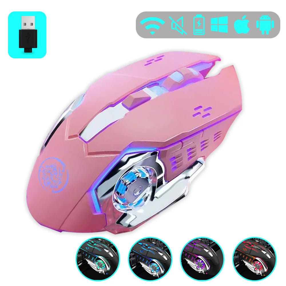 Gaming Mouse 2.4G Bluetooth Wireless Rechargeable Mouse For Laptop RGB Backlight E-Sports Mechanical Mouse For PC Computer Gamer