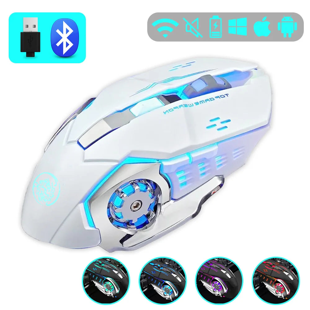Gaming Mouse 2.4G Bluetooth Wireless Rechargeable Mouse For Laptop RGB Backlight E-Sports Mechanical Mouse For PC Computer Gamer