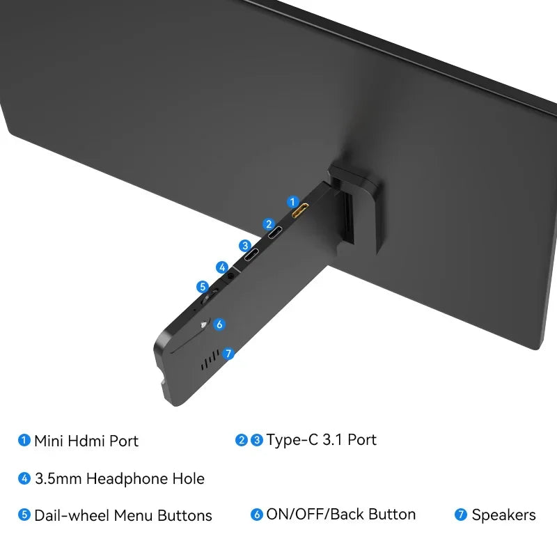 Portable Monitor 15.6 Inch IPS 1080P USB-C Gaming Monitor with Stand & Speakers External Monitor for Laptop PC Phone Xbox PS5