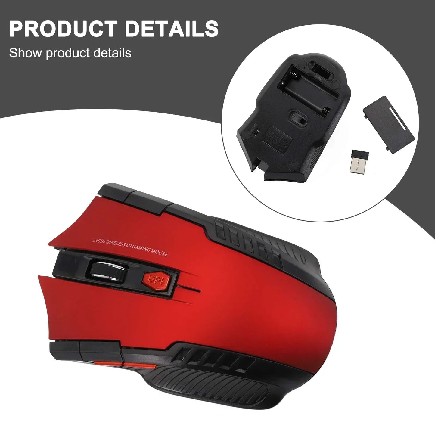 High-precision 2.4GHz Wireless Gaming Mouse With 6 Buttons 1600DPI USB Silent Backlit Ergonomic Blue-tooth Mouse For Laptop PC