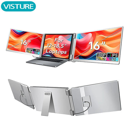 16" FHD IPS Gaming Series Portable LCD Backlit Monitor High-Definition Dual Triple Screen Extender for Productivity Visture