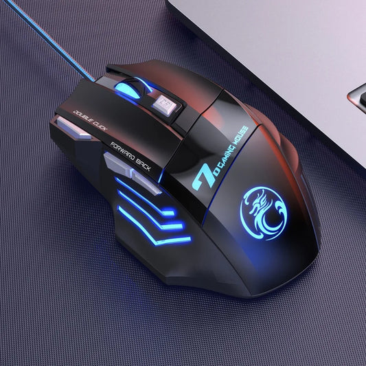 Ergonomic Gaming Mouse Wired USB 5500 DPI LED Backlight 7 Buttons for PC and Laptop Gamer Accessories