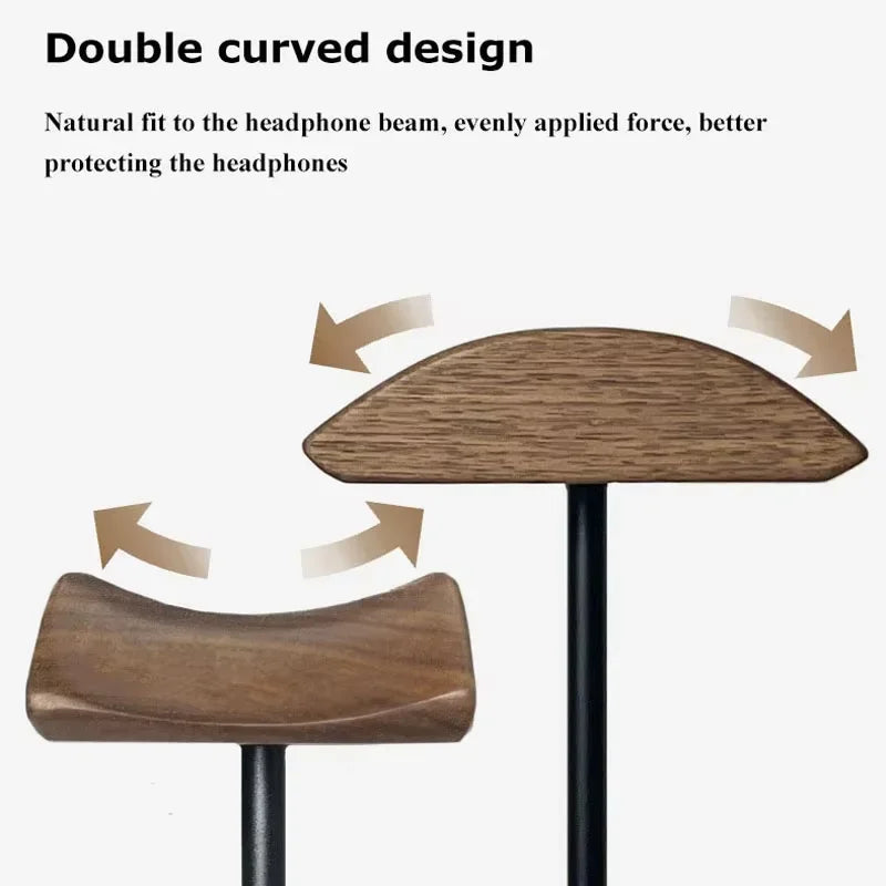 Solid Wood Headset Stand Computer Desk Monitor Headset Changer Desk Edge Walnut Headset Stand Holder Universal