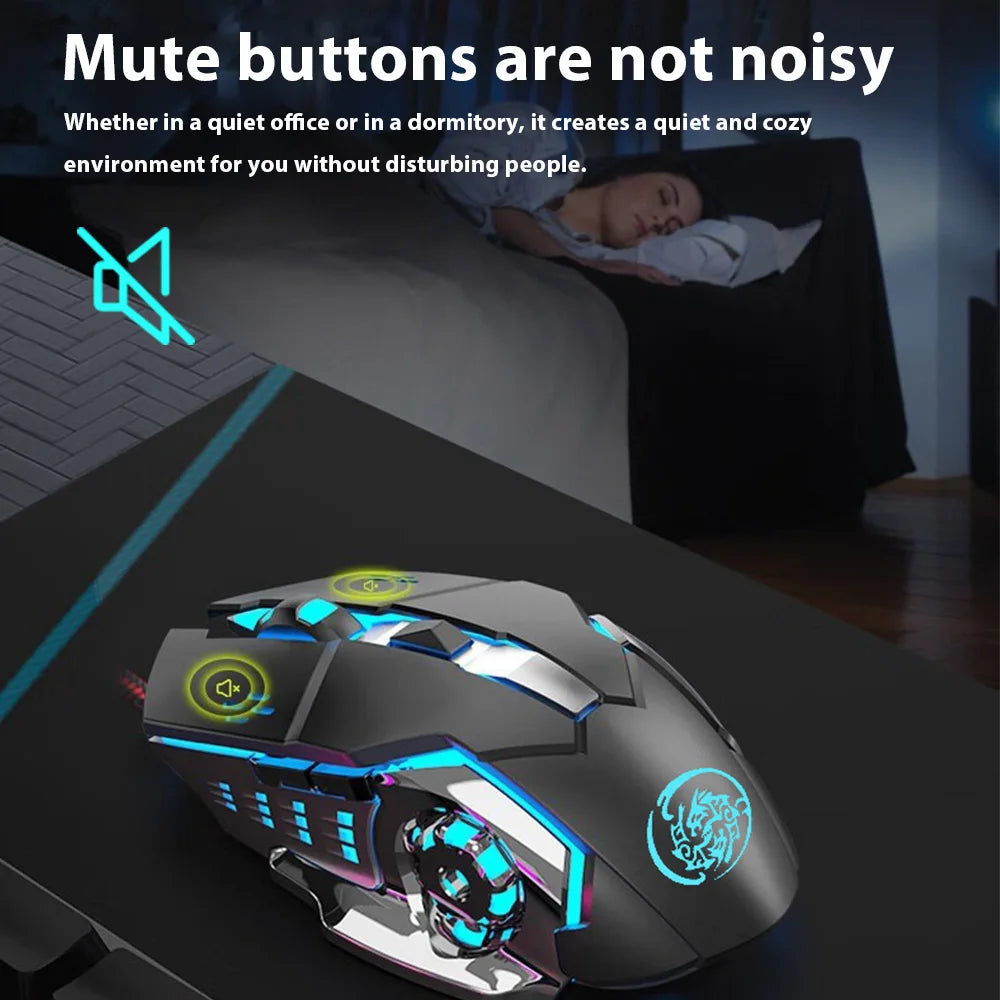 Gaming Mouse 2.4G Bluetooth Wireless Rechargeable Mouse For Laptop RGB Backlight E-Sports Mechanical Mouse For PC Computer Gamer