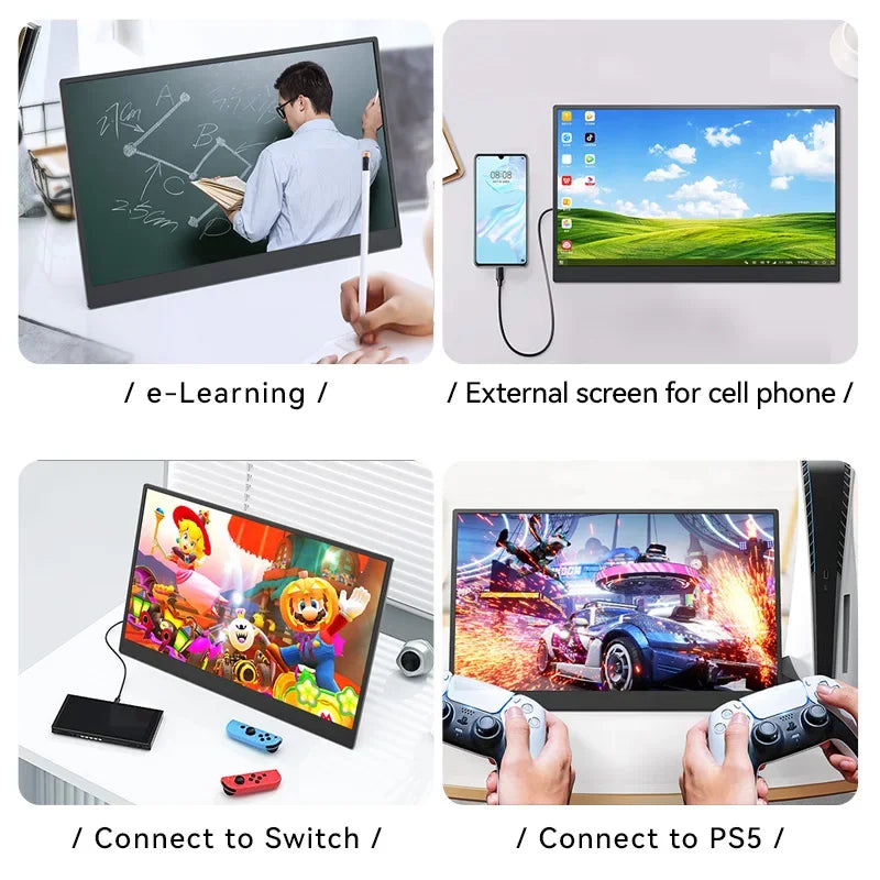Portable Monitor 15.6 Inch IPS 1080P USB-C Gaming Monitor with Stand & Speakers External Monitor for Laptop PC Phone Xbox PS5