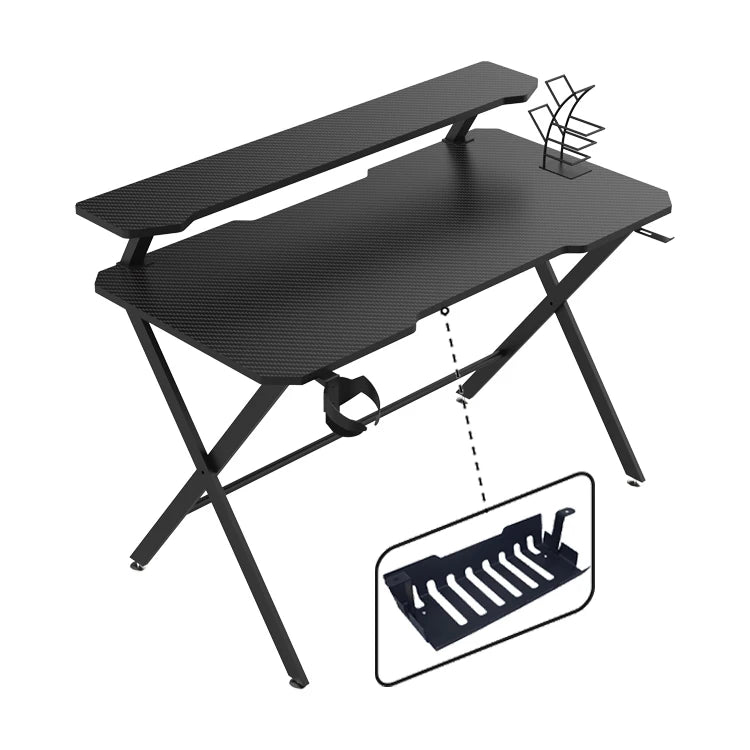 Computer Gaming Table With Monitor Stand Pc E-sports Gamer Desk With Shelf Cool Black Gaming Desk
