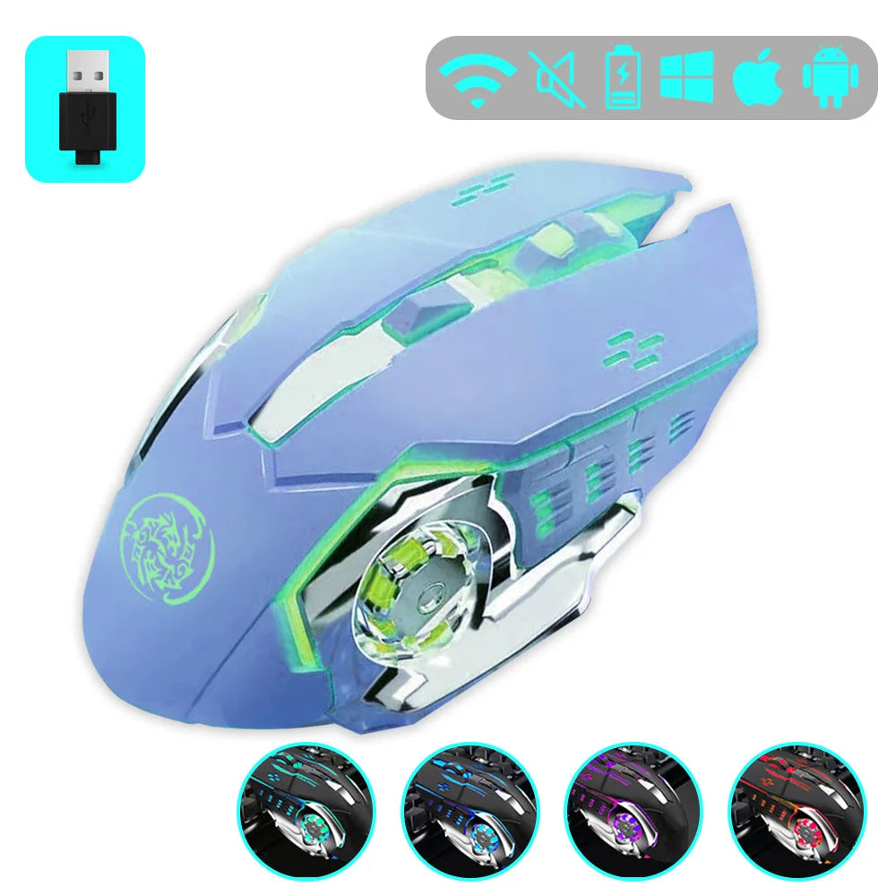Gaming Mouse 2.4G Bluetooth Wireless Rechargeable Mouse For Laptop RGB Backlight E-Sports Mechanical Mouse For PC Computer Gamer