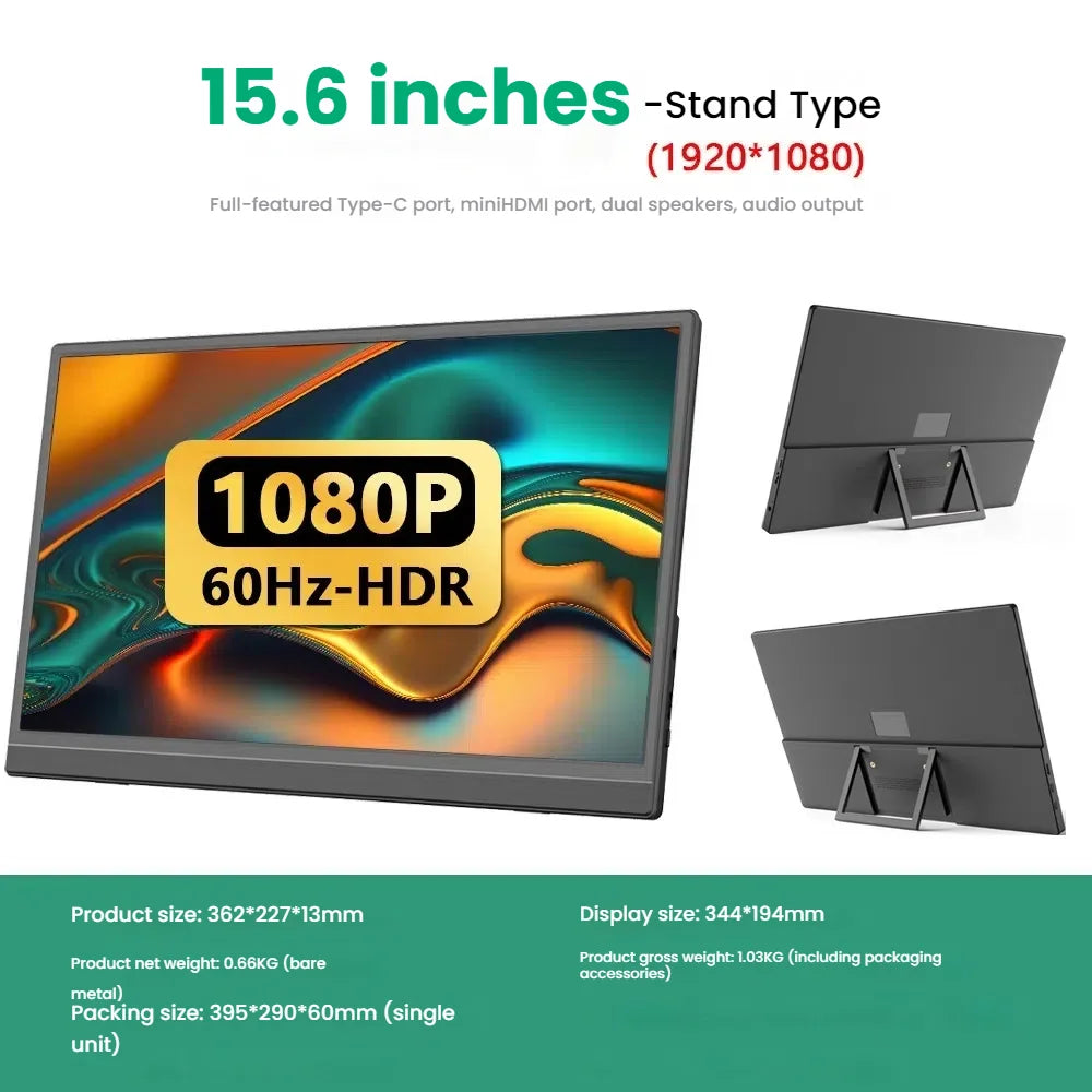 17.3" 4K Portable Monitor 144Hz, Dual HDMI for Computer Laptop/PS4/Mobile, HDR Gaming Screen with USB-C Power Supply