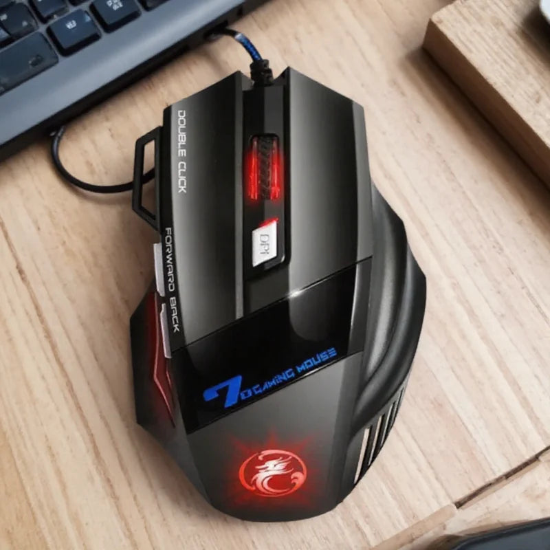 Ergonomic Gaming Mouse Wired USB 5500 DPI LED Backlight 7 Buttons for PC and Laptop Gamer Accessories