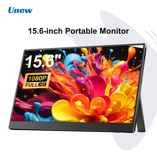 Unew 15.6" 1920x1080 Gaming Portable Monitor IPS LCD HDMI Type-C for Laptop Switch Xbox Raspberry Pi