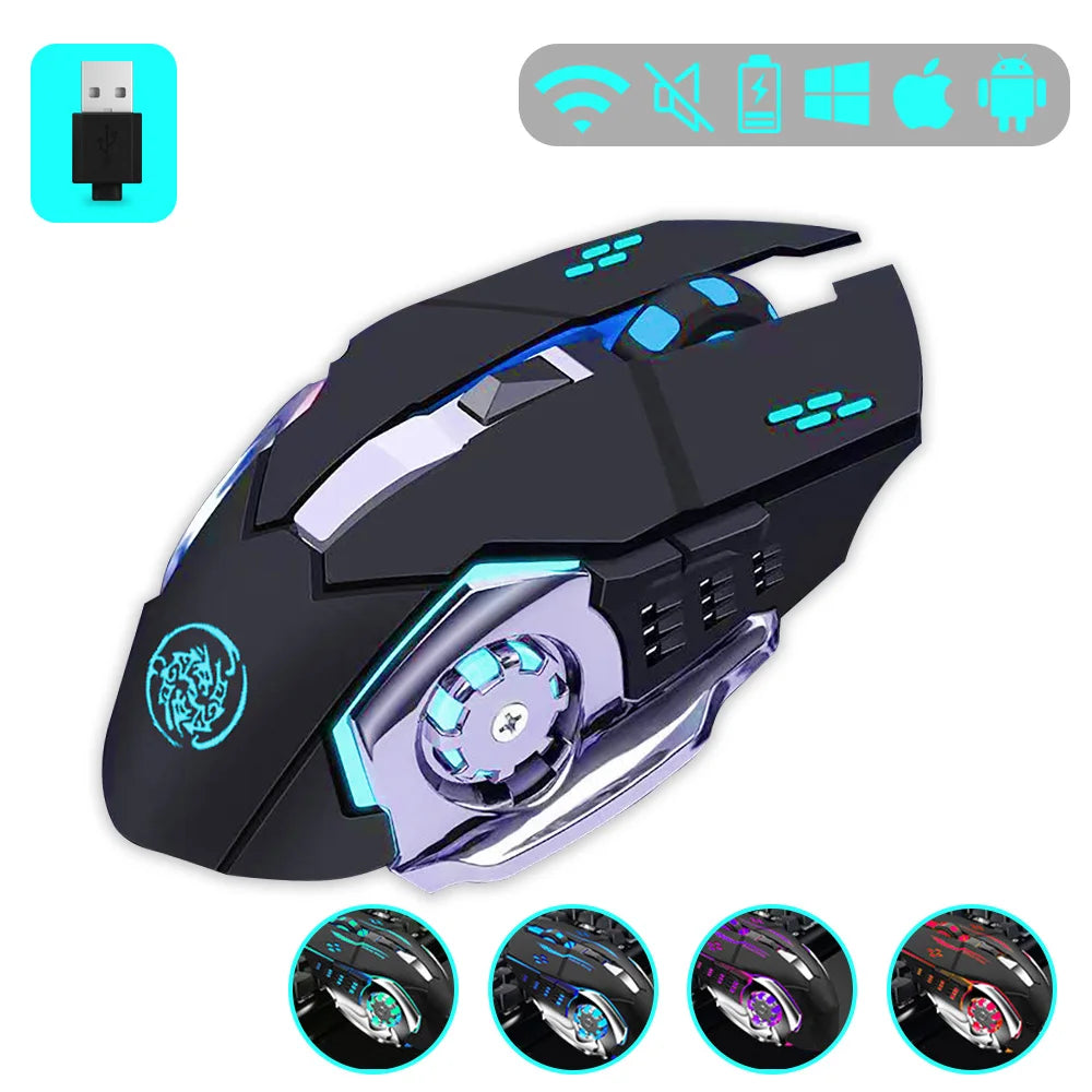 Gaming Mouse 2.4G Bluetooth Wireless Rechargeable Mouse For Laptop RGB Backlight E-Sports Mechanical Mouse For PC Computer Gamer