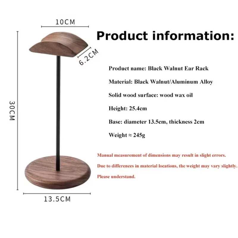 Solid Wood Headset Stand Computer Desk Monitor Headset Changer Desk Edge Walnut Headset Stand Holder Universal