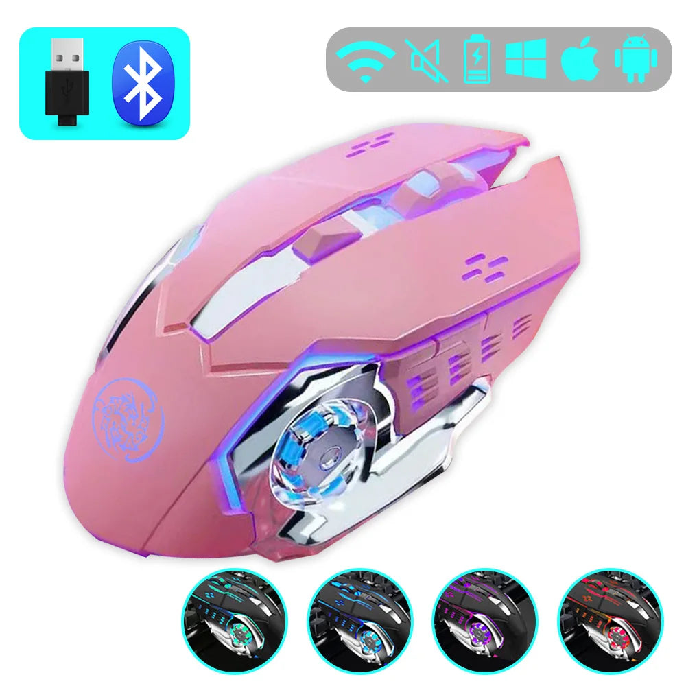 Gaming Mouse 2.4G Bluetooth Wireless Rechargeable Mouse For Laptop RGB Backlight E-Sports Mechanical Mouse For PC Computer Gamer