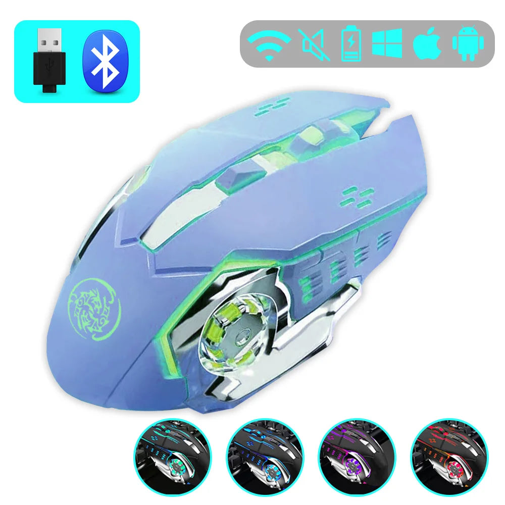 Gaming Mouse 2.4G Bluetooth Wireless Rechargeable Mouse For Laptop RGB Backlight E-Sports Mechanical Mouse For PC Computer Gamer