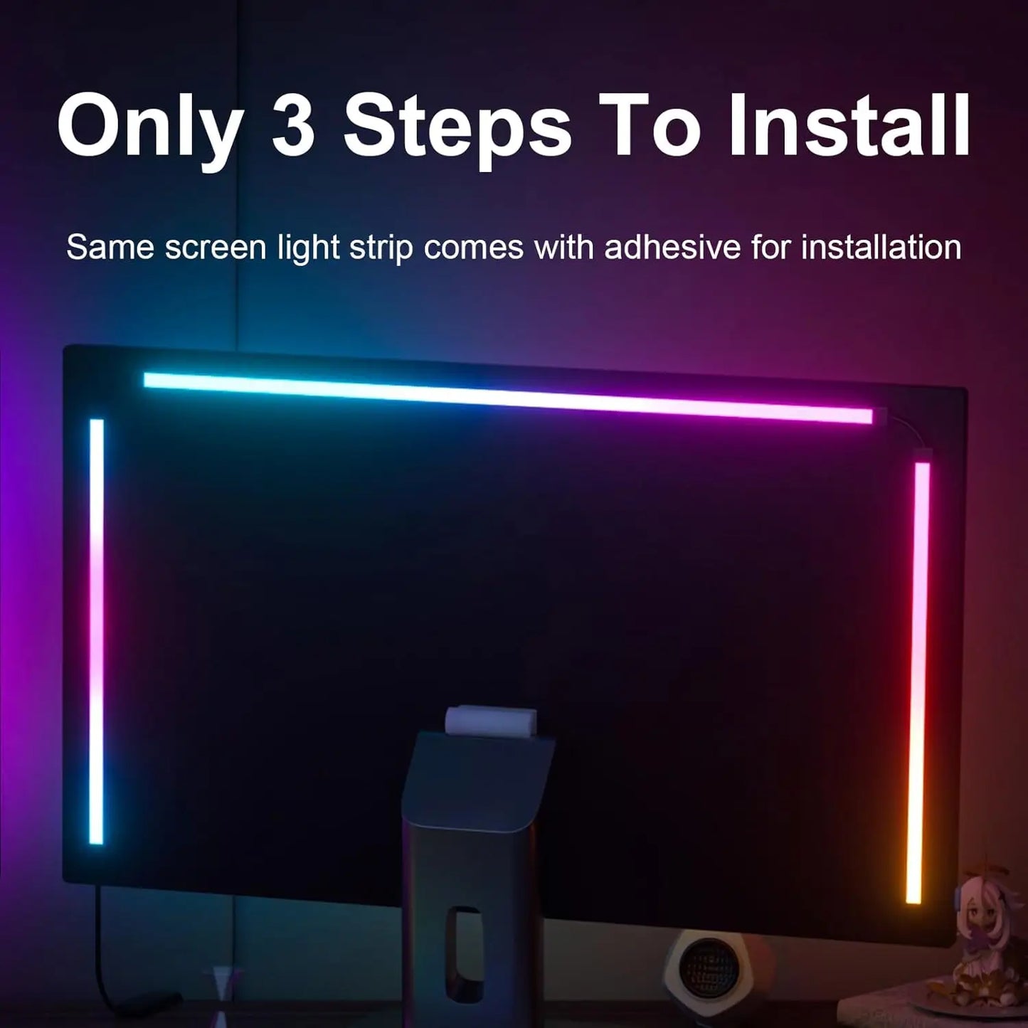 Gaming Monitor Light, 24-34 inch Backlight with Screen Color sync Effect for Computer Monitor, Compatible with Windows Computers